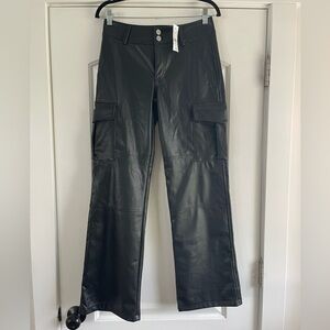 Pacsun Low Rise Black Faux Leather Cargo Pants - S
